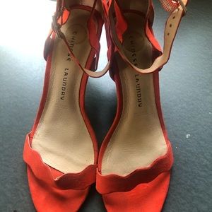 Orange open toe heels